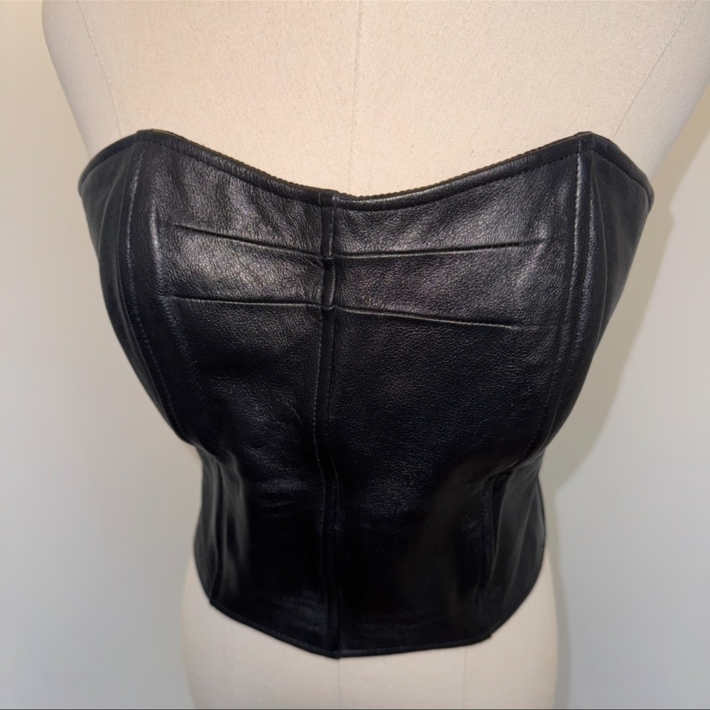 Maxima Wilson’s Leather Vintage Women’s M Black Leather Bustier Corset Top